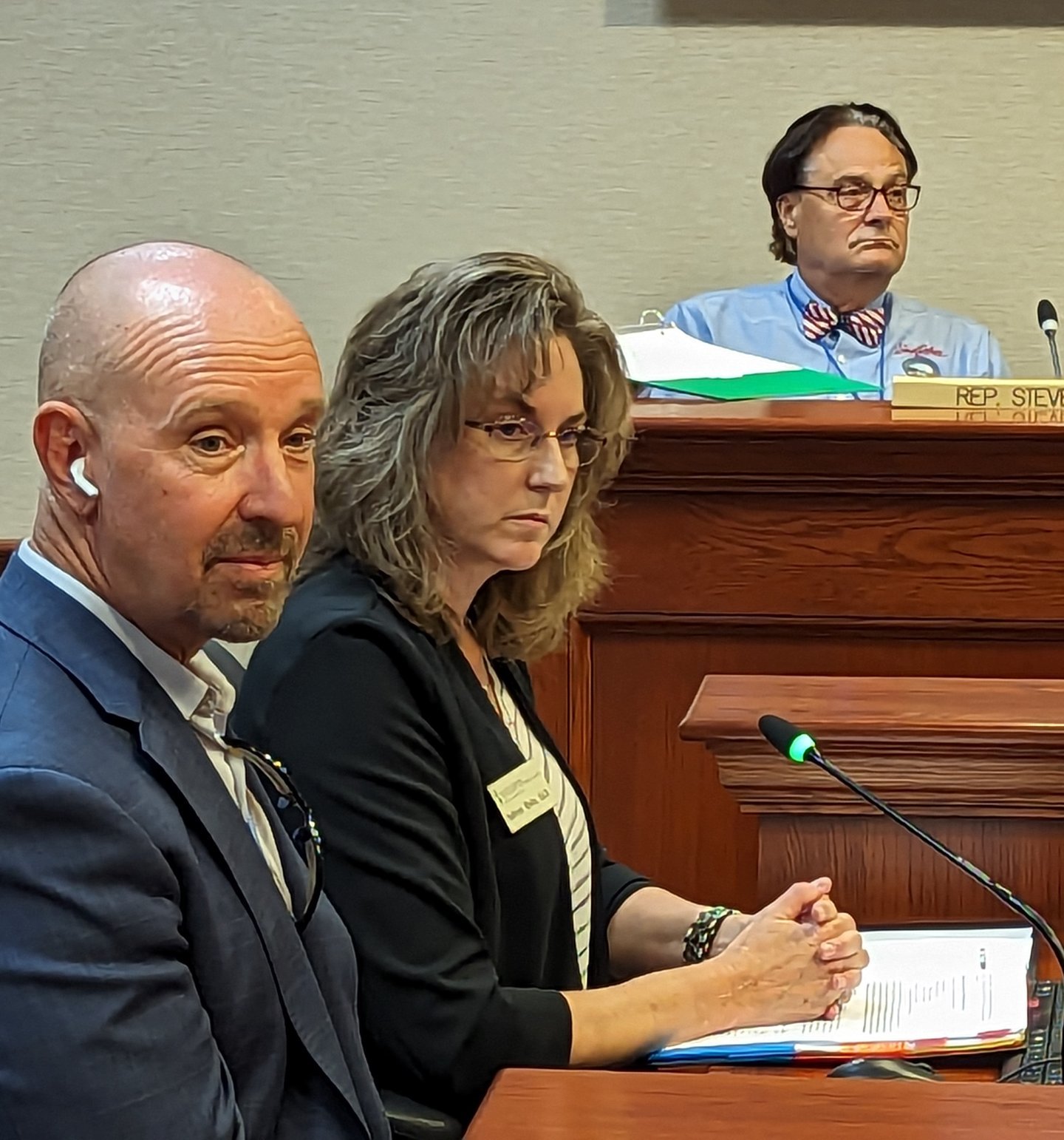 Pat Snow, state government's chief technology officer, and Kathryn Blaha, certification director for the state Department of Education, spoke with South Dakota legislators Monday about delays at the department in processing hundreds of teacher certification applications.